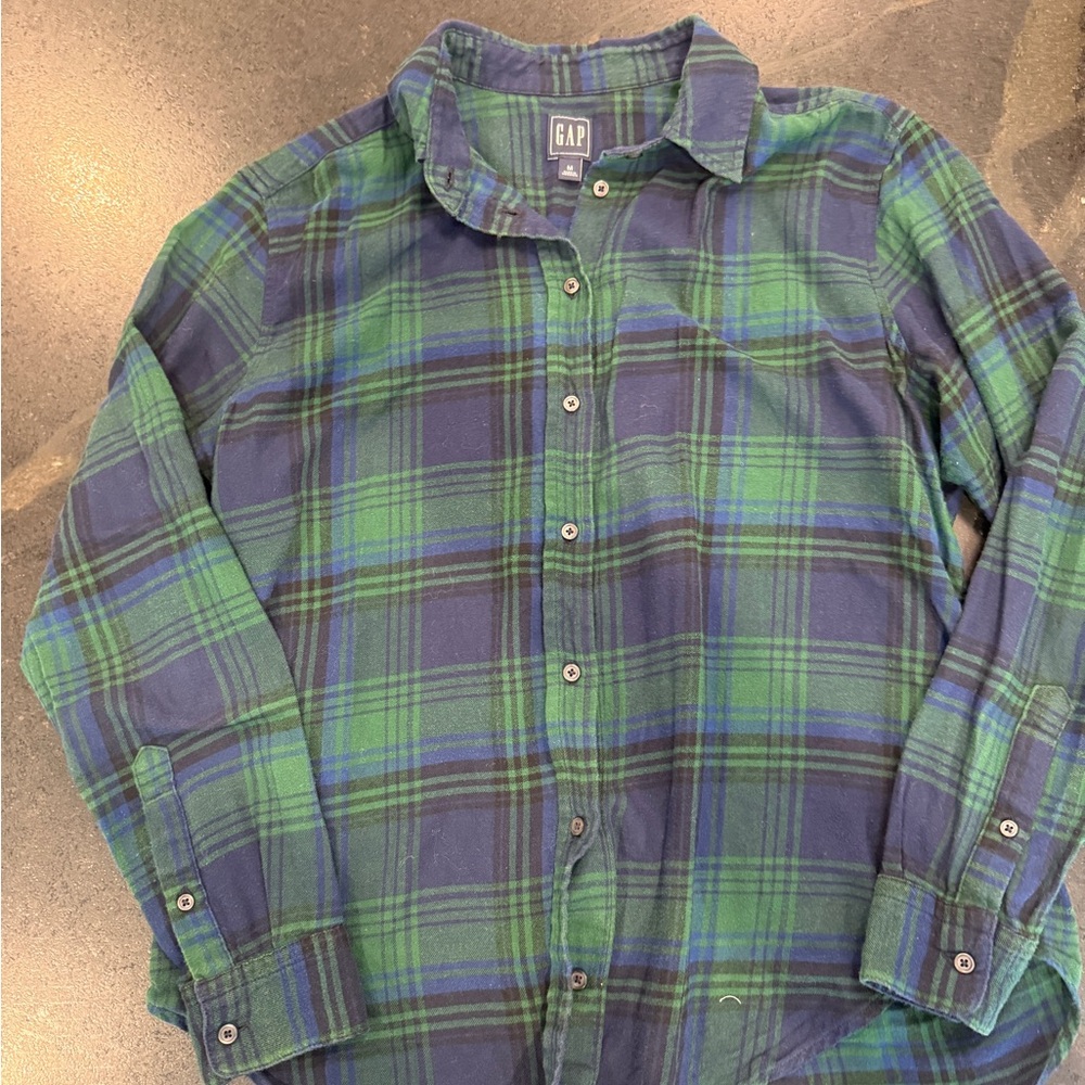 GAP Blue and Green Checkered Shirt